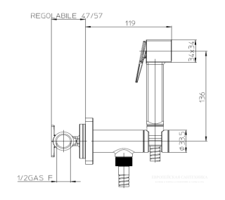 Гигиенический душ Bossini Cube Brass Mixer Set E38001.030 с прогрессивным смесителем хром